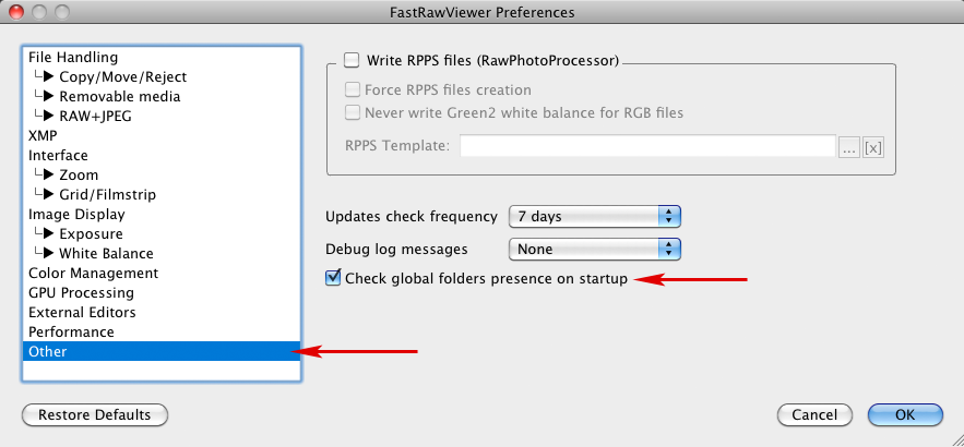 FastRawViewer 1.3.8. Check Global Folder Presence
