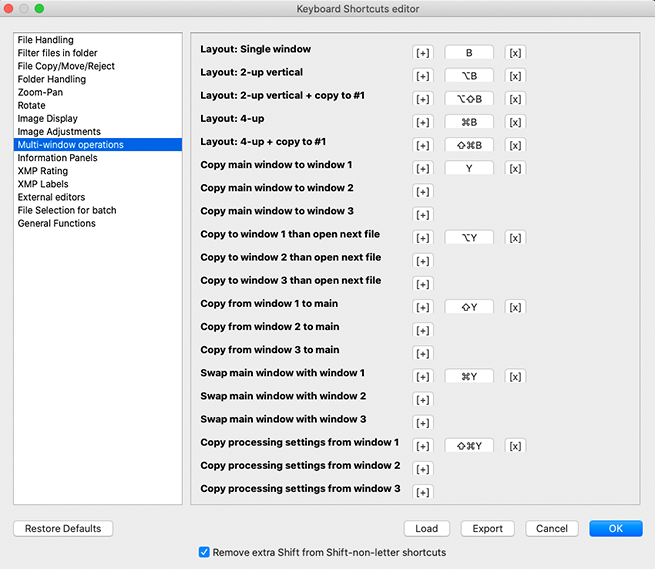 FastRawViewer 2.0. Multi-window Keyboard shortcuts
