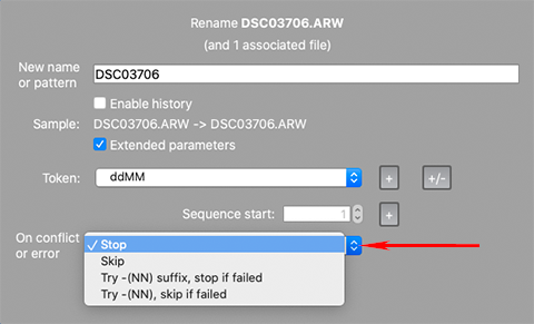 FastRawViewer 2.0. Renaming files. On conflict / error
