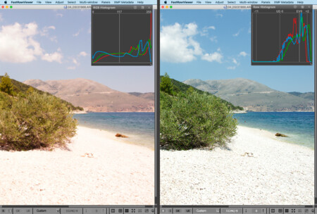 FastRawViewer High Dynamic Range Scene RAW and Embedded JPEG View Compare