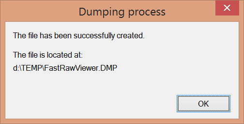 Windows DumpingProcess. FastRawViewer.