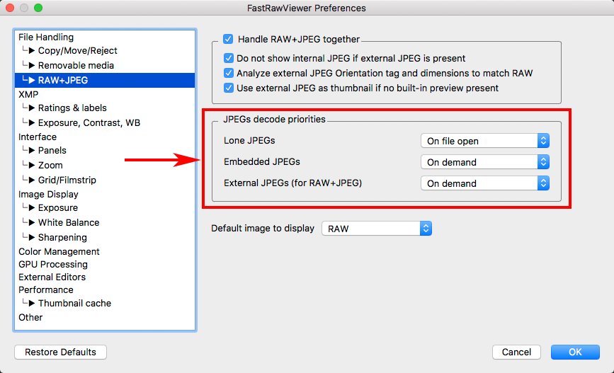 FastRawViewer 1.4.7 JPEG Decode Priorities