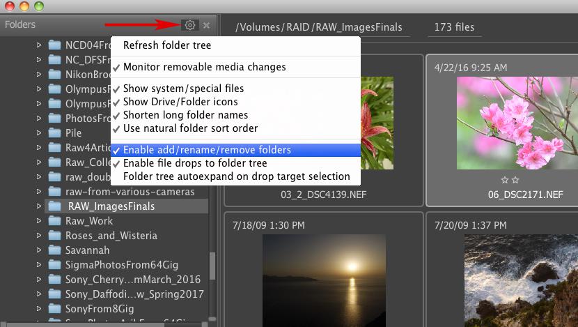 FastRawViewer 1.4 Enable add/rename/remove folders