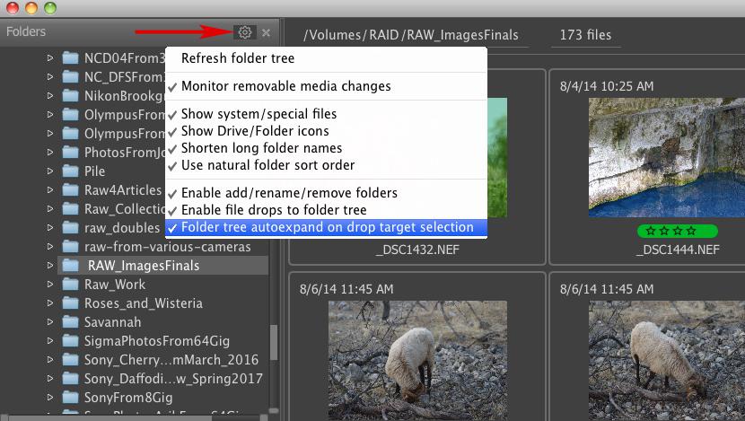 FastRawViewer 1.4 Folder tree auto-expand on drop target selection
